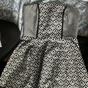 Black and white pattern, strapless dress